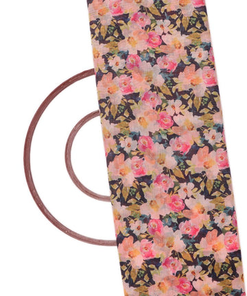 black flower print chanderi fabric